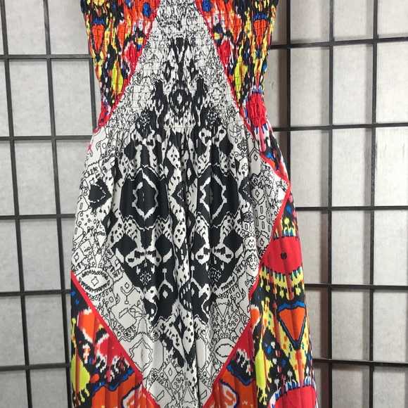 MAGIC Sz M Halter Tube Ribbed Printed Aztec Dress - Picture 7 of 10